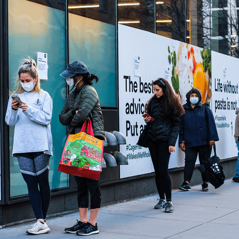 People standing in queue during the covid pandemic